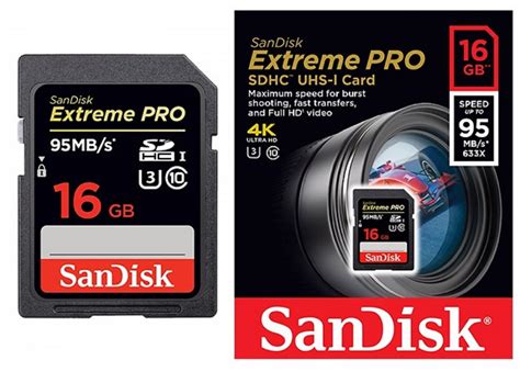 SANDISK EXTREME PRO U3 SDHC 95MB 633X 16GB 16G 16 G GB SD HC UHS I