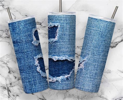 Washed Out Denim Jeans Sublimation Distressed Wrap Oz Etsy