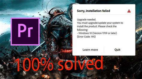 Premiere Pro Install Error Sorry Installation Failed Fixing In 100