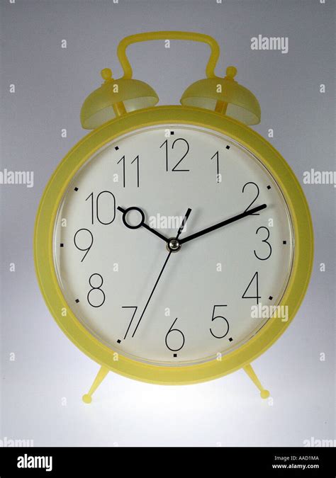 Yellow Alarm Clock Stock Photo Alamy