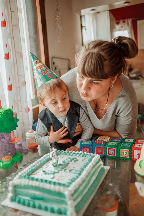 Mother and Son Have Party - Celebrate Birthday at Home Stock Photo - Image of celebration, gift ...