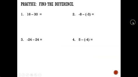 Subtracting Integers Youtube