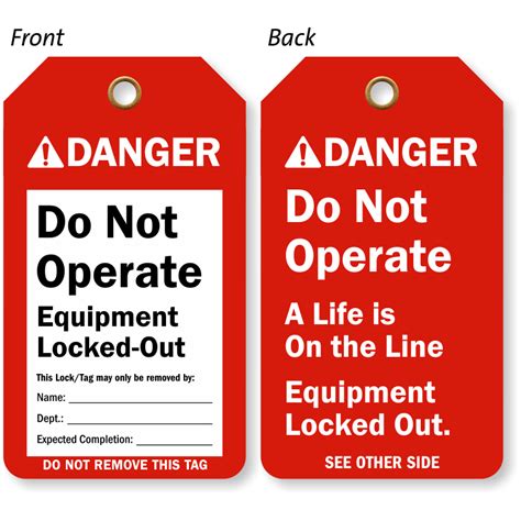 Do Not Operate Equipment Locked Out Tag ANSI Danger Tags SKU TG 0894