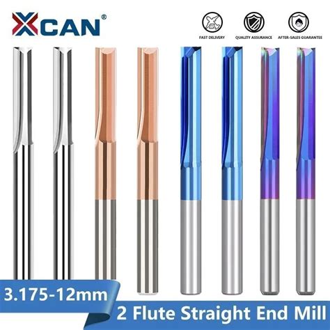 XCAN Milling Cutter 2 Flute Straight End Mill 3 175 12mm Shank CNC