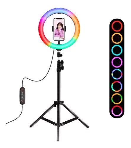 Aro Luz Led 26 Cm Multicolor 16 Colores Tripode 2 Metros Envío Gratis