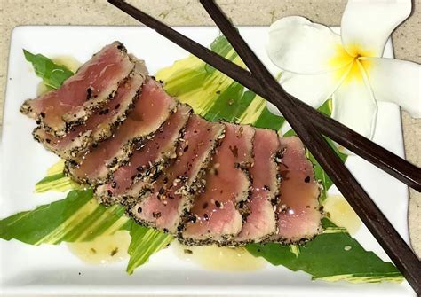 Seared Yellowtail Tuna With Mango Habanero Sauce Recipe By Garys