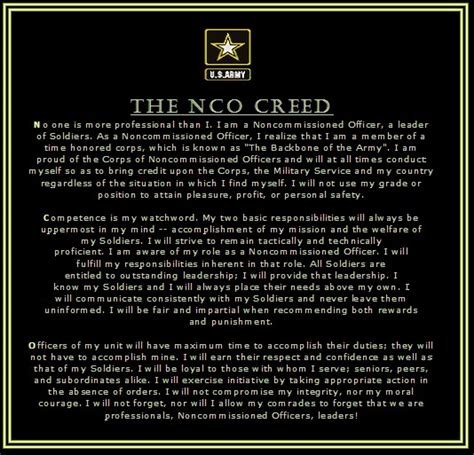 Nco Creed Army Printable