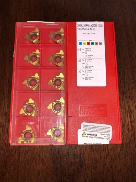 SANDVIK CARBIDE INSERTS QTY 10 266RL 22RN01A040M 1020 EBay