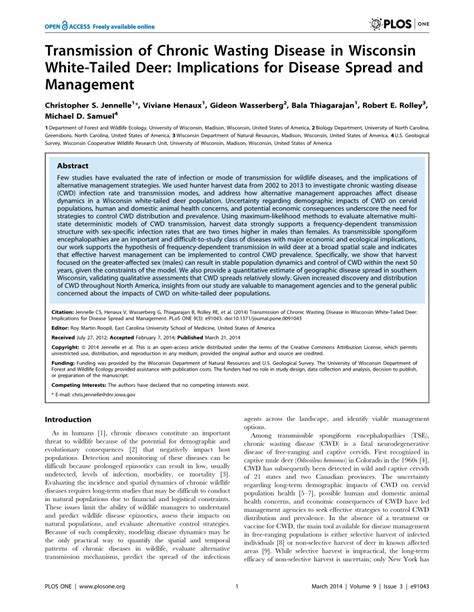 (PDF) Transmission of Chronic Wasting Disease in Wisconsin White-Tailed ...