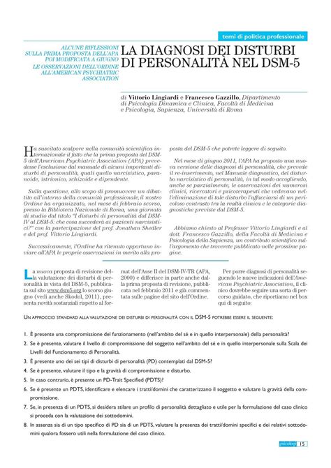 LA DIAGNOSI DEI DISTURBI DI PERSONALITÀ NEL DSM 5 AIP