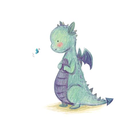 Baby Dragon Art Contest: Illustrator Daniela Sosa ~ A Shy, Kind Dragon - Inkspokes