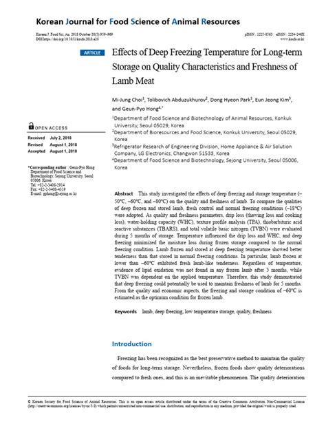 Effects of Deep Freezing Temperature For Long-Term | PDF | Freezing ...