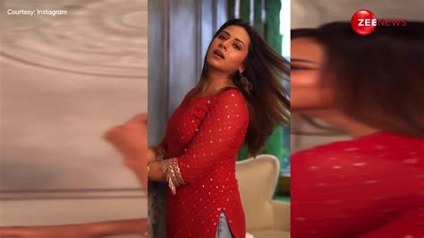 Sexy Sargun Mehta Wore Red Tight Relieving Kurti Showed Her Curvy