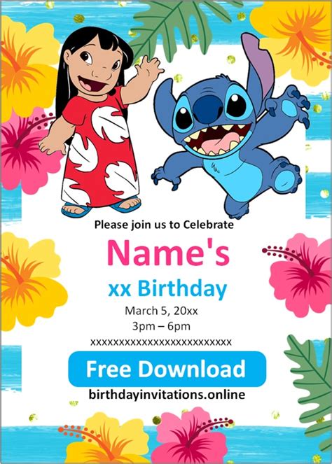 Stitch Invitations Birthday Invitations