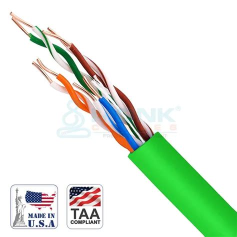 Ul Listed Green Plenum Cat6 1000ft Utp 23awg Solid Bare Copper Cable Monk Cables