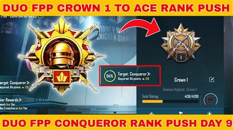 Crown 1 To Ace Tier Duo Fpp Conqueror Rank Push Day 9 Tips For