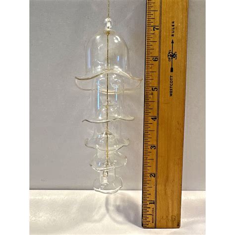 Vintage S Clear Glass Tiered Bell Ornament Scallop Edged Nesting