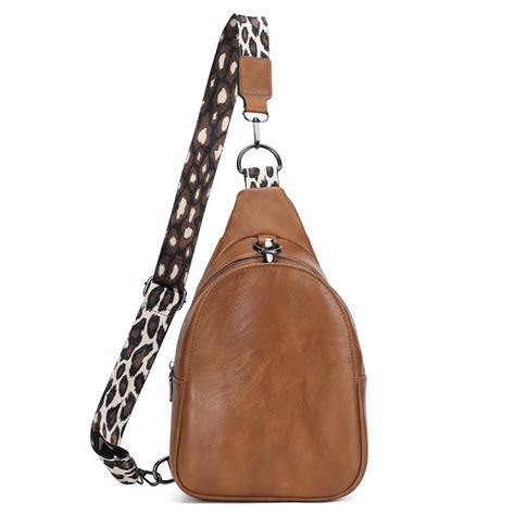 Kl928 Chest Bag For Women Men Small Sling Bag Pu Leather Crossbody Bag Purse With Guitar Strap