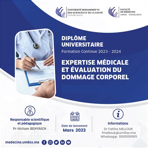 DU Expertise médicale et évaluation du dommage corporel 17 Mars 2023