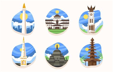 wonderful indonesia landmark icon  vector art  vecteezy