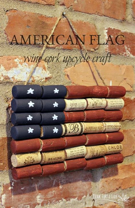 American Flag Wine Cork Upcycle Craft Pink Fortitude LLC Wine Cork