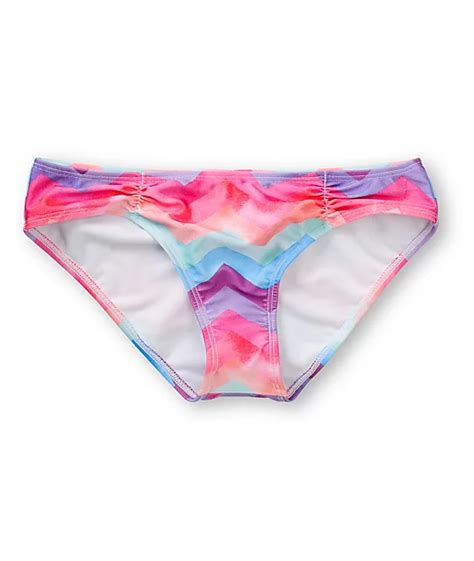 Oneill Painted Chevron Stripe Cinched Basic Bikini Bottom Zumiez