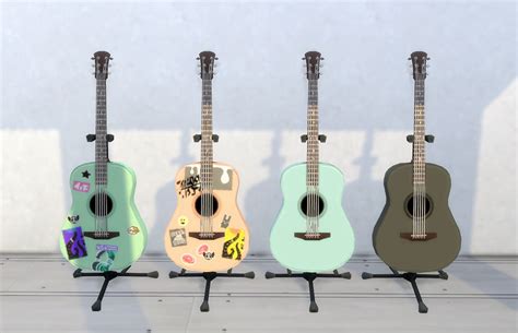 Colourful Stickered Acoustic Guitars Sims Sims 4 Mods Sims 4 Cc