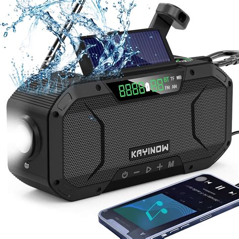 Portable Emergency Weather Radio With Waterproof Bluetooth Speaker AM