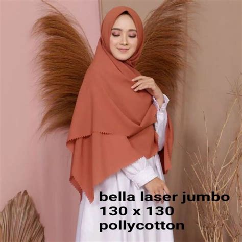 ADINDA SHOP PROMO Hijab Bella Lase Cut JUMBO 130x130 Kerudung Segi