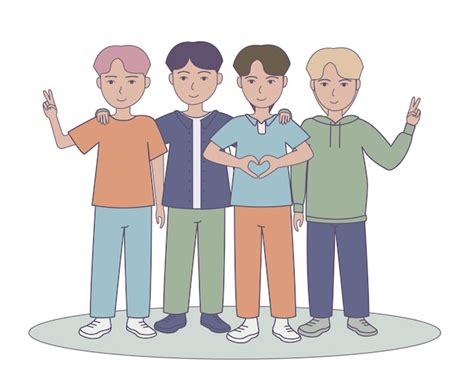 Versi N De Dibujos Animados De Chicos Del Grupo Kpop Vector Premium