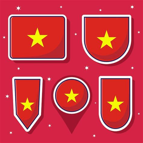 Premium Vector Flat Cartoon Vector Emblems Pack Of Vietnam Country