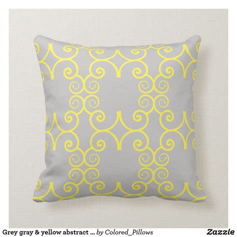 Grey Gray And Yellow Abstract Pattern Solid Back Couch Pillows Throw Pillows Gray Yellow