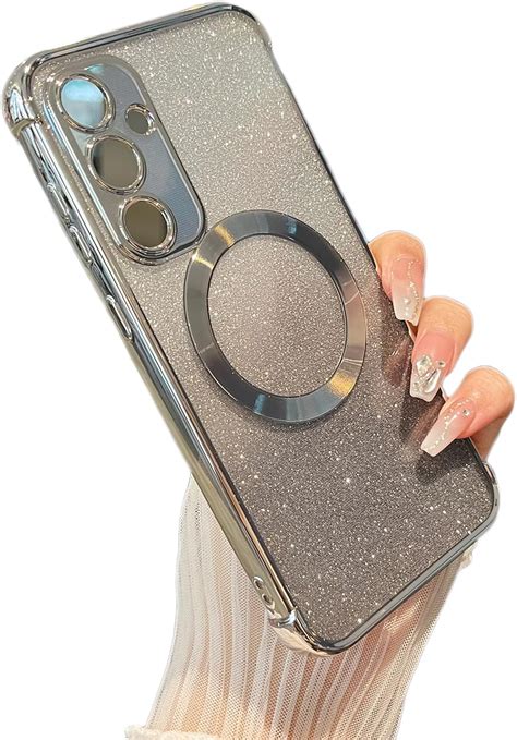 Ztofera Clear Magnetic Case For Samsung Galaxy S24 Plus 5g With Gradient Glitter