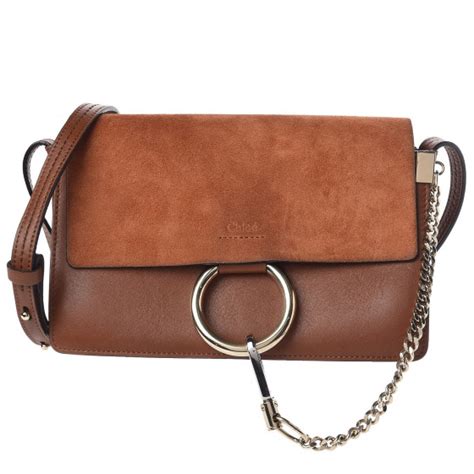 Chloe Suede Calfskin Small Faye Shoulder Bag Tobacco Fashionphile