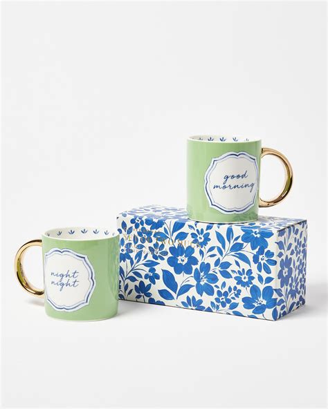 Good Morning Night Night Ceramic Mugs Set of Two | Oliver Bonas