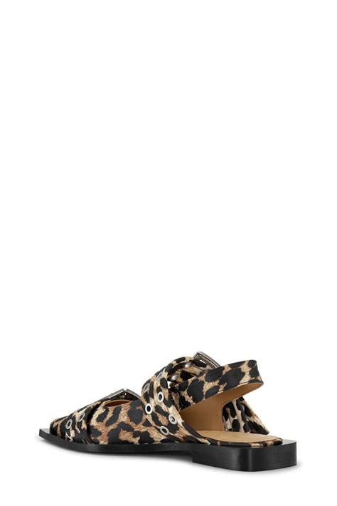Leopard Leopard Satin Feminine Buckle Ballerinas | GANNI UK