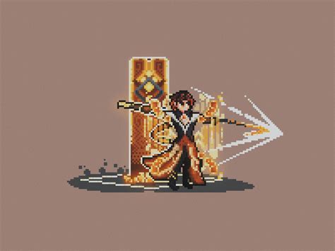 Zhongli Pixel Art Genshin Impact Hoyolab