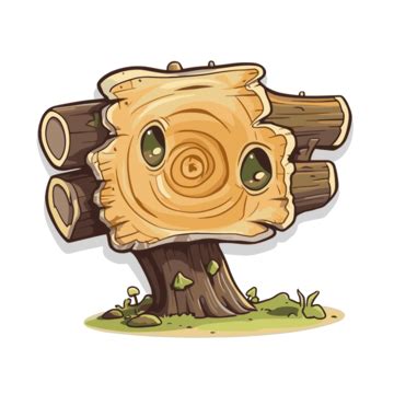 Cartoon Cartoony Cartel De Madera Tocón Madera Signo árbol Vector PNG