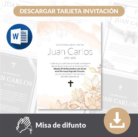 Tarjeta invitación modelo elegante Misa de difunto