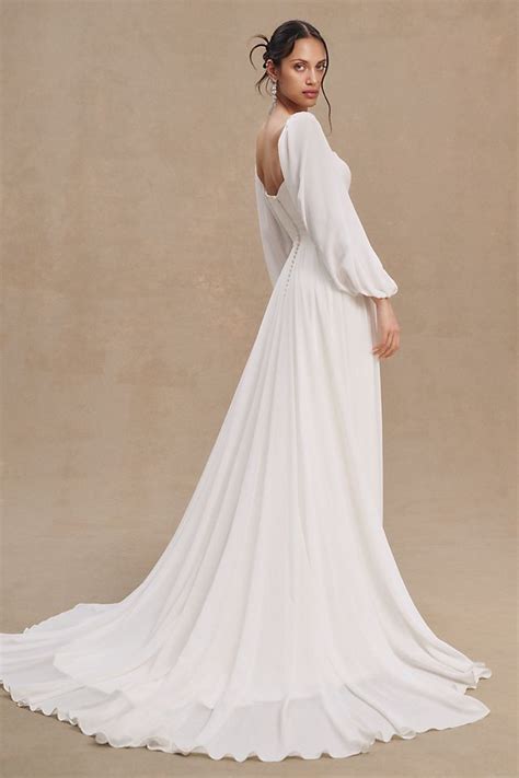 Jenny By Jenny Yoo Louise Square Neck A Line Chiffon Wedding Gown