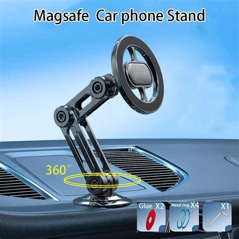 Magsafe Support De T L Phone Magn Tique En M Tal Pour Voiture Rotation