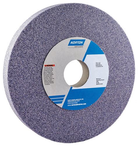 NORTON Type 1 Aluminum Oxide Straight Grinding Wheel 10 In 2 In Arbor