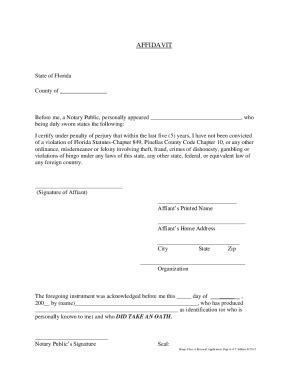 Fillable Online TOBACCO AFFIDAVIT State Of Florida County Of Fax Email