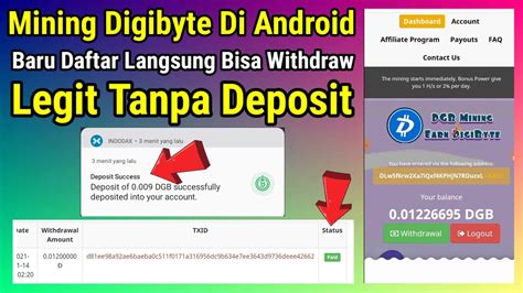 Mining Digibyte Gratis Di Android Baru Daftar Langsung Bisa Withdraw