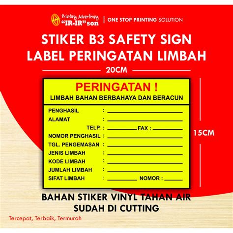 Jual Stiker B3 Safety Sign Label Peringatan Limbah B3 Shopee Indonesia