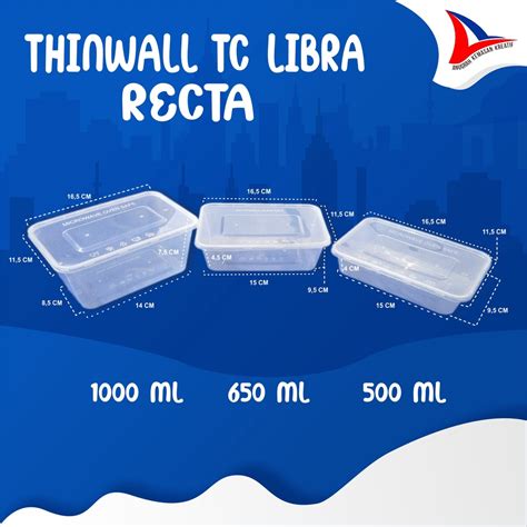 Jual Thinwall Tc Libra Recta Ml Kotak Bekal Makan Thinwall Box