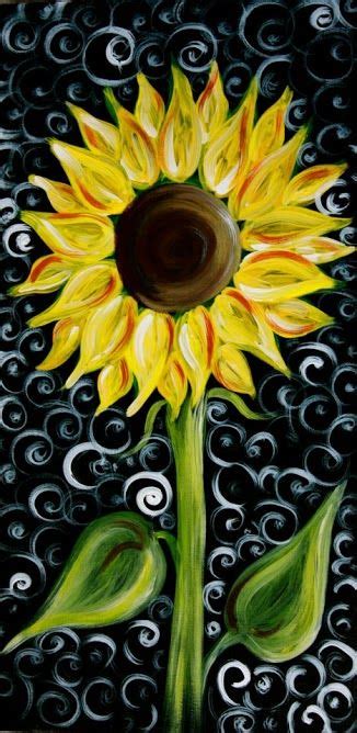 Sunny Sunflower ~ Wine And Design Sunflower Canvas Paintings Sunflower Art Wine Painting