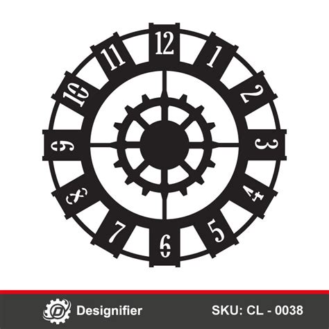 Vintage Gear Wall Clock Dxf Cl0038 Svg Cdr File Ready To Laser Or Cnc