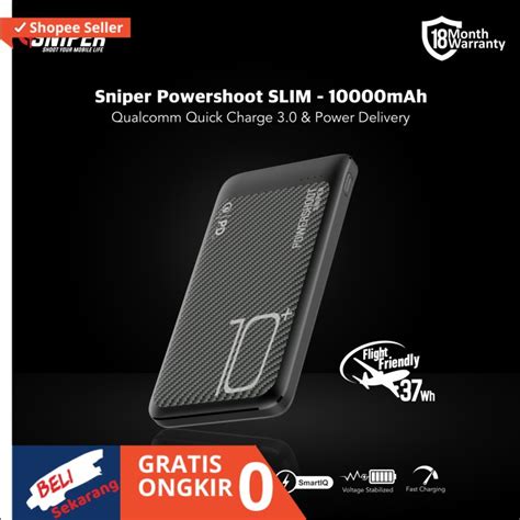 Jual Sniper Powerbank Powershoot Slim 10000mah S411501 Wallace Shopee Indonesia