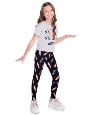 Conjunto Infantil Menina Kyly Mescla Compre Agora Dafiti Brasil